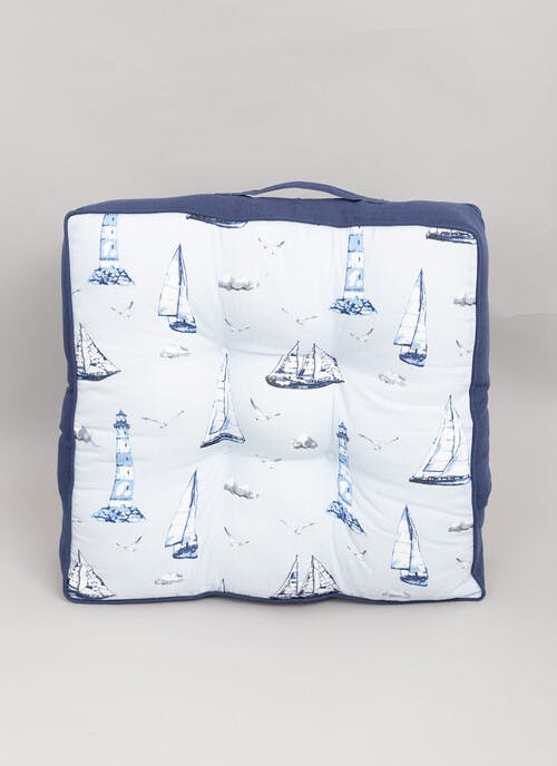 Sailing Boats Printed Cotton Booster Cushion