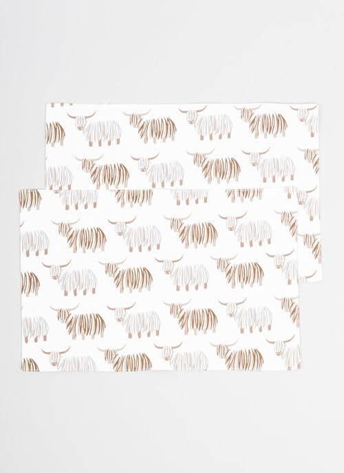 Highland Cow Printed Cotton 2-Pack Placemats