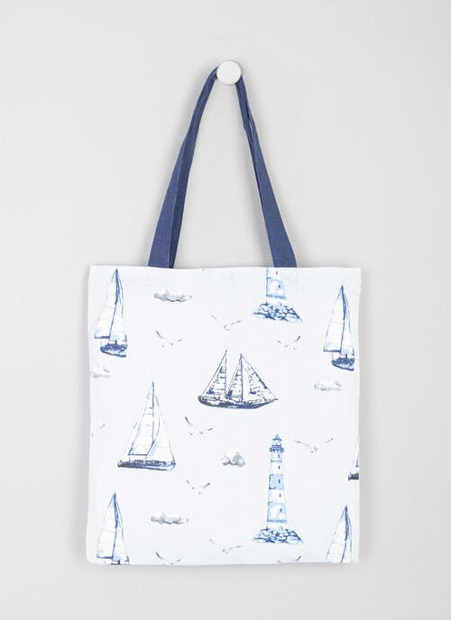Sailing Boats Printed Cotton Tote Bag
