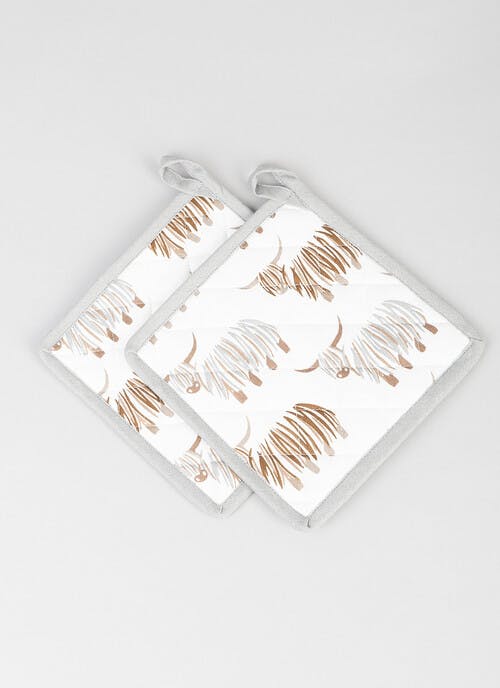 Highland Cow Printed Cotton 2-Pack Potholders