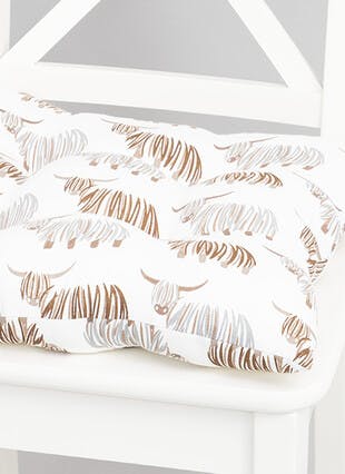 Highland Cow Printed Cotton Seat Pad