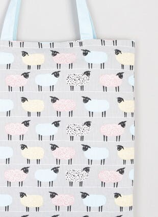 Sheep Printed Cotton Tote Bag