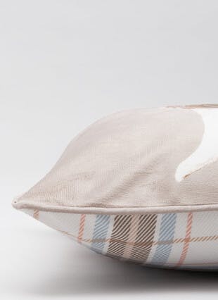 Hadley The Highland Cow Printed Velvet Beige Cushion