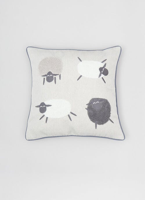 Sheep Applique Grey Cushion