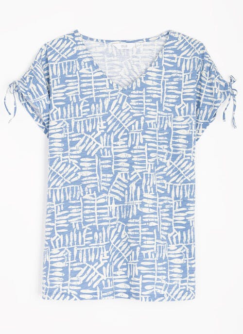 Printed Tie Shoulder Top
