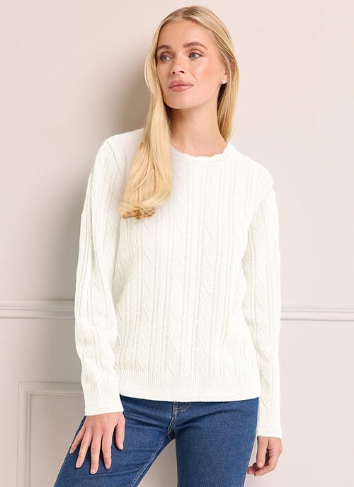 Cable Knit Scallop Neck Jumper 