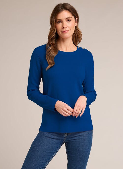 Button Detail Crew Neck Jumper