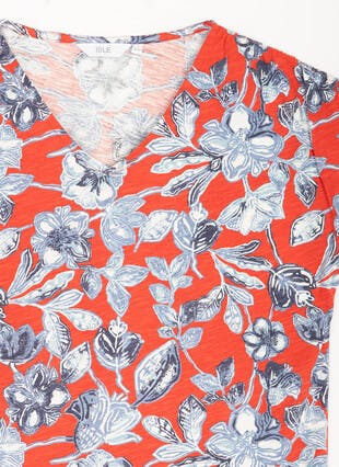 Printed Tie Shoulder Top