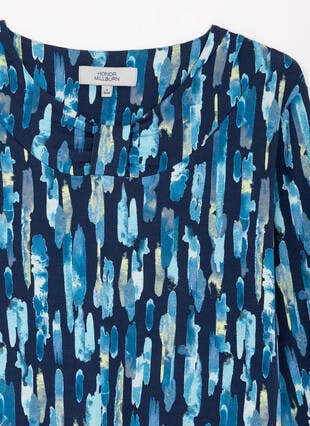 Bow Neck Detail Abstract Print Top