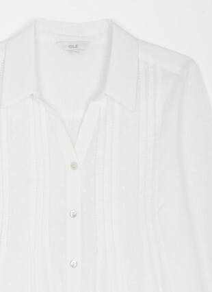 Pure Cotton Dobby Pintuck Blouse