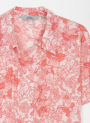 Pin Tuck Floral Print Blouse