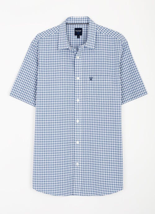 Cotton Blend Easy Care Short Sleeve Check Shirt