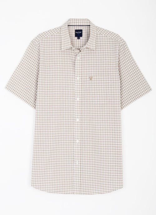 Cotton Blend Easy Care Short Sleeve Check Shirt