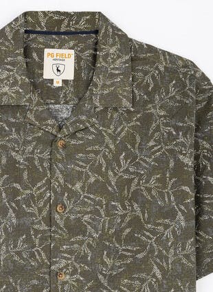 Pure Cotton Slub Print Short Sleeve Revere Shirt