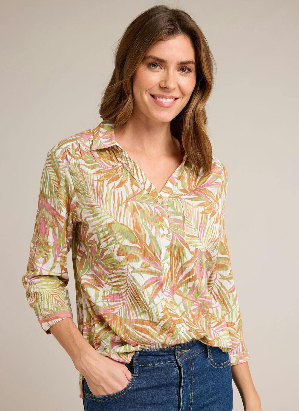 Collared Crinkle Long Shirt main image 0