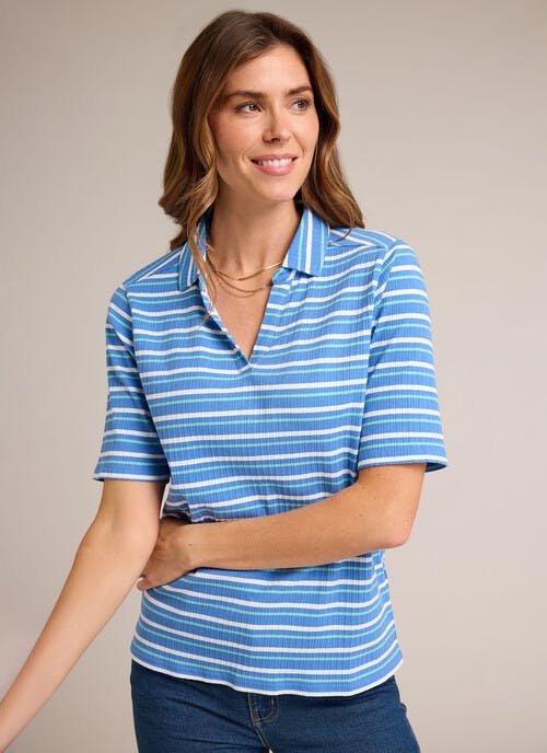 Cotton Rich Ribbed Stripe Polo Shirt