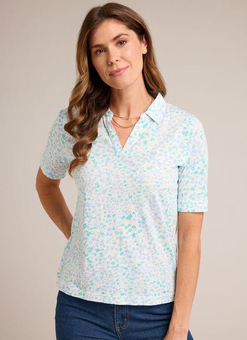 Pure Cotton Print Polo Shirt