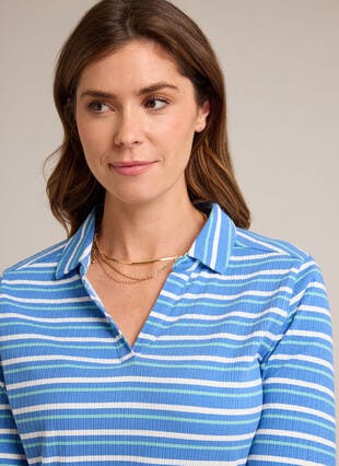 Cotton Rich Ribbed Stripe Polo Shirt