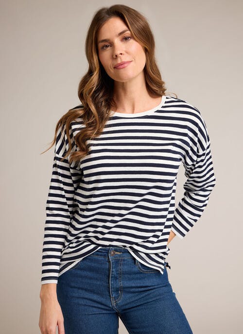 Pure Cotton Relaxed Striped Top