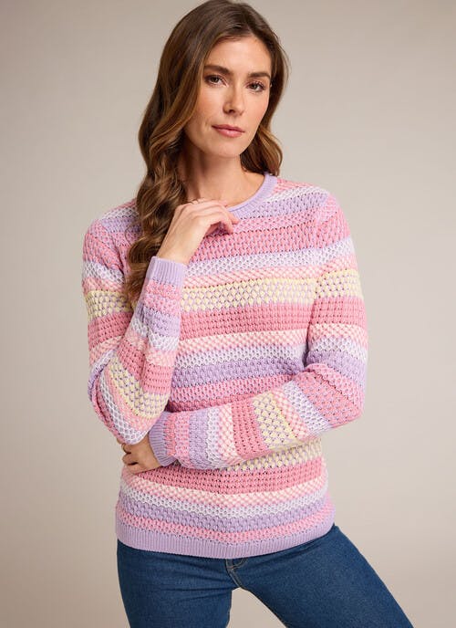 Textured Stitch Crew Neck Jumper