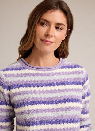 Chenille Striped Crew Neck Jumper