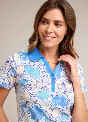 Pure Cotton Contrast Collar Polo Shirt