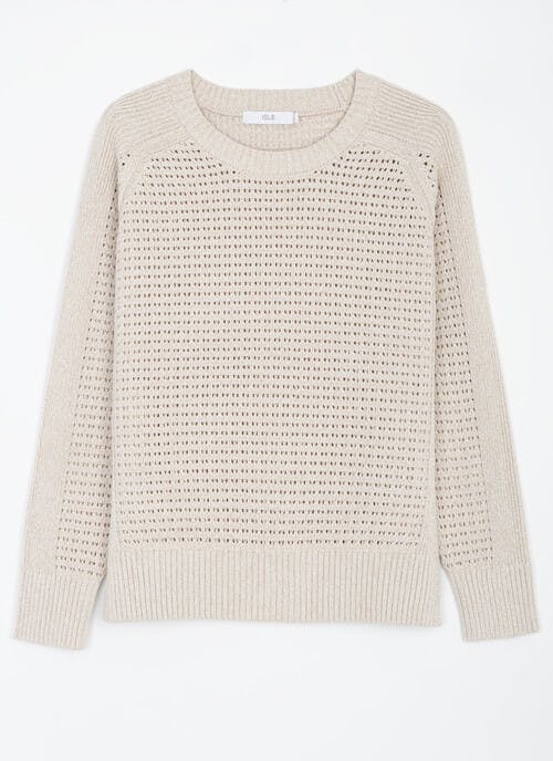Pure Cotton Crew Neck Pointelle Jumper