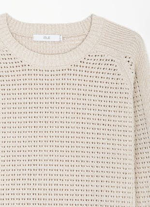 Pure Cotton Crew Neck Pointelle Jumper