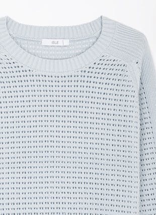 Pure Cotton Crew Neck Pointelle Jumper