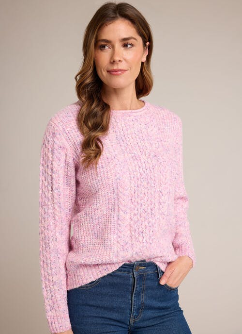 Ribbed Nep Knit Crew Neck Jumper