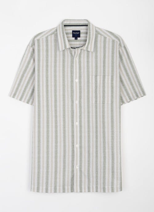 Pure Cotton Cheesecloth Multi Stripe Short Sleeve Shirt