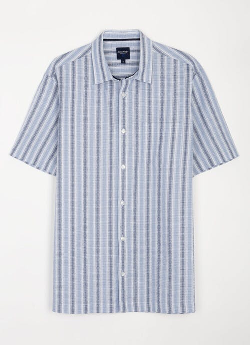 Pure Cotton Cheesecloth Multi Stripe Short Sleeve Shirt