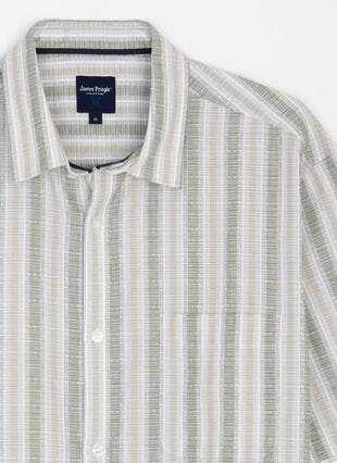 Pure Cotton Cheesecloth Multi Stripe Short Sleeve Shirt