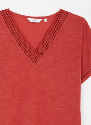 Pure Cotton Lace Trim T-Shirt