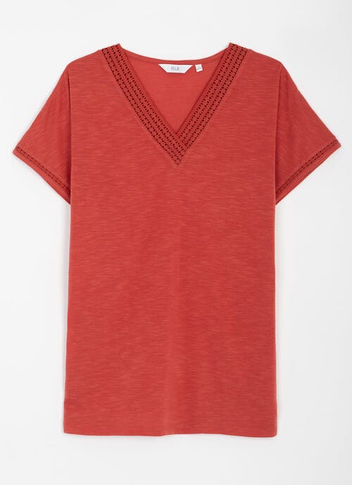 Pure Cotton Lace Trim T-Shirt