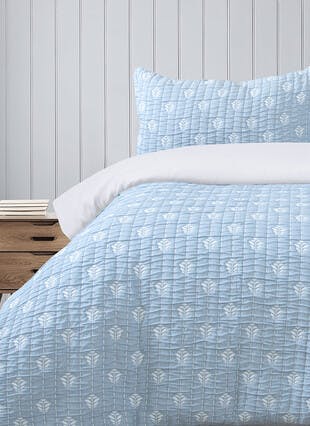 Leaf Jacquard Blue Duvet Set