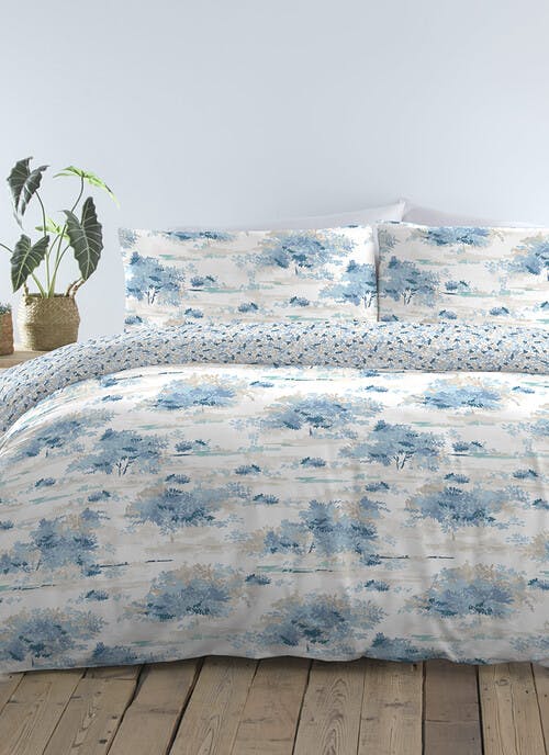 Peyton Tree Print Easy Care Blue Duvet Set