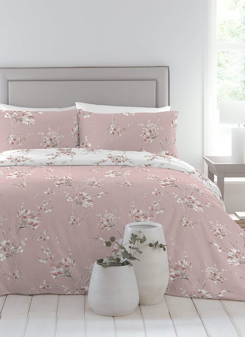 Willa Floral Print Easy Care Pink Duvet Set