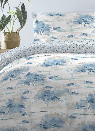 Peyton Tree Print Easy Care Blue Duvet Set