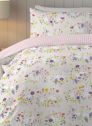 Jessie Rabbit Print Easy Care Pink Duvet Set
