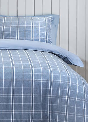 Chambray Check Blue Duvet Set