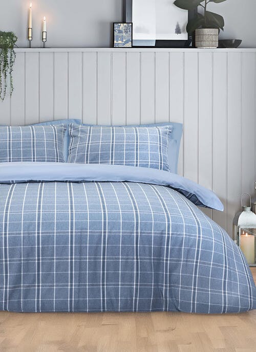 Chambray Check Blue Duvet Set