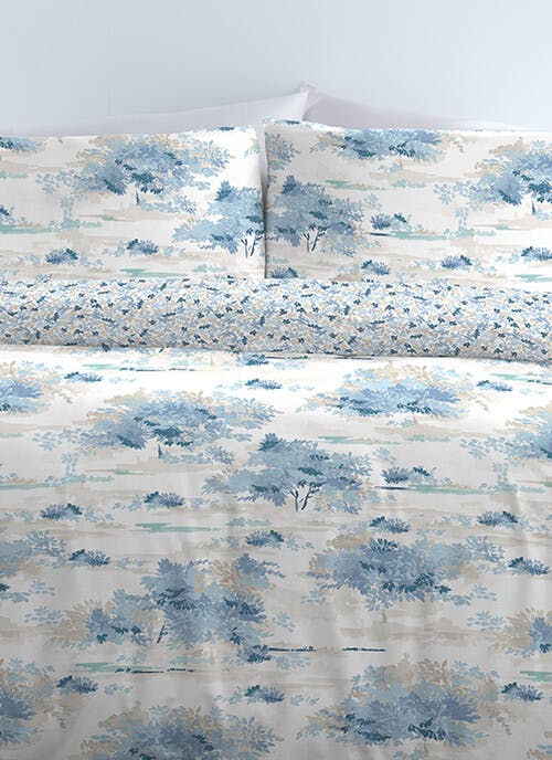 Peyton Tree Print Easy Care Blue Pillowcase Set
