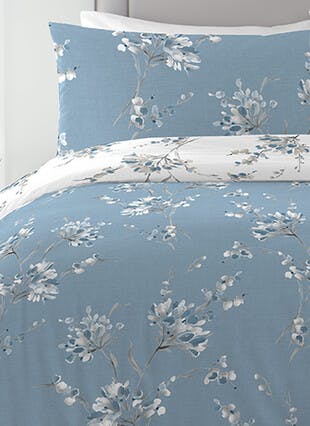 Willa Floral Print Easy Care Blue Duvet Set