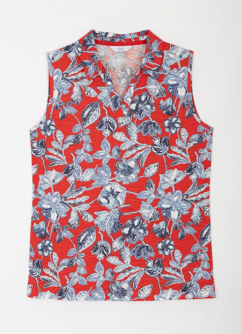 Pure Cotton Open Collar Printed Vest