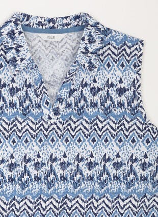 Pure Cotton Open Collar Printed Vest