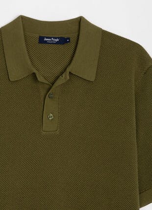 Cotton Rich Textured Knitted Polo Shirt