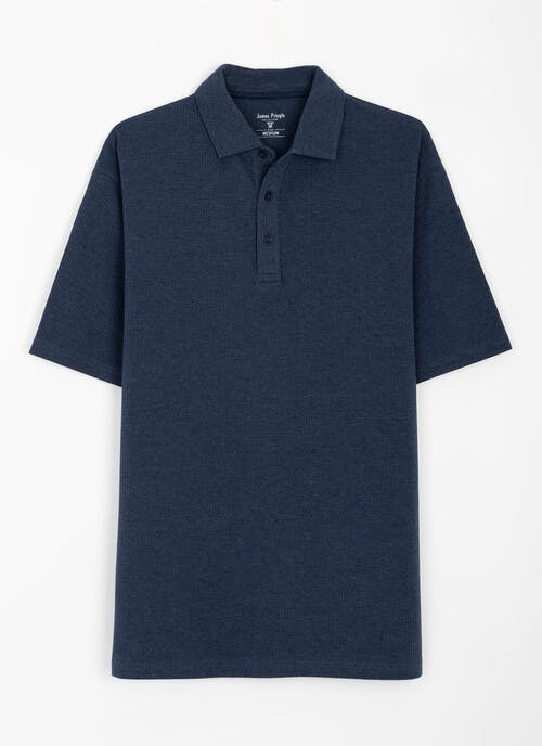 Cotton Blend Textured Seersucker Polo Shirt