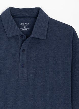 Cotton Blend Textured Seersucker Polo Shirt