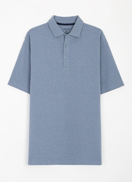 Cotton Blend Textured Seersucker Polo Shirt